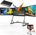 1080p 3-Screen Monitor for Laptop, 15.6'Laptop Tri-Fold Monitor, Portable Triple Monitors with 360° Rotation Adjustable Viewing Angles Compatible, HDMI/USB-C Plug n Play for Windows and Mac