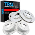 TRQ Performance Front and Rear Brake Rotor Set G Coated Drilled and Slotted Compatible with 2004-2012 Mitsubishi Galant
