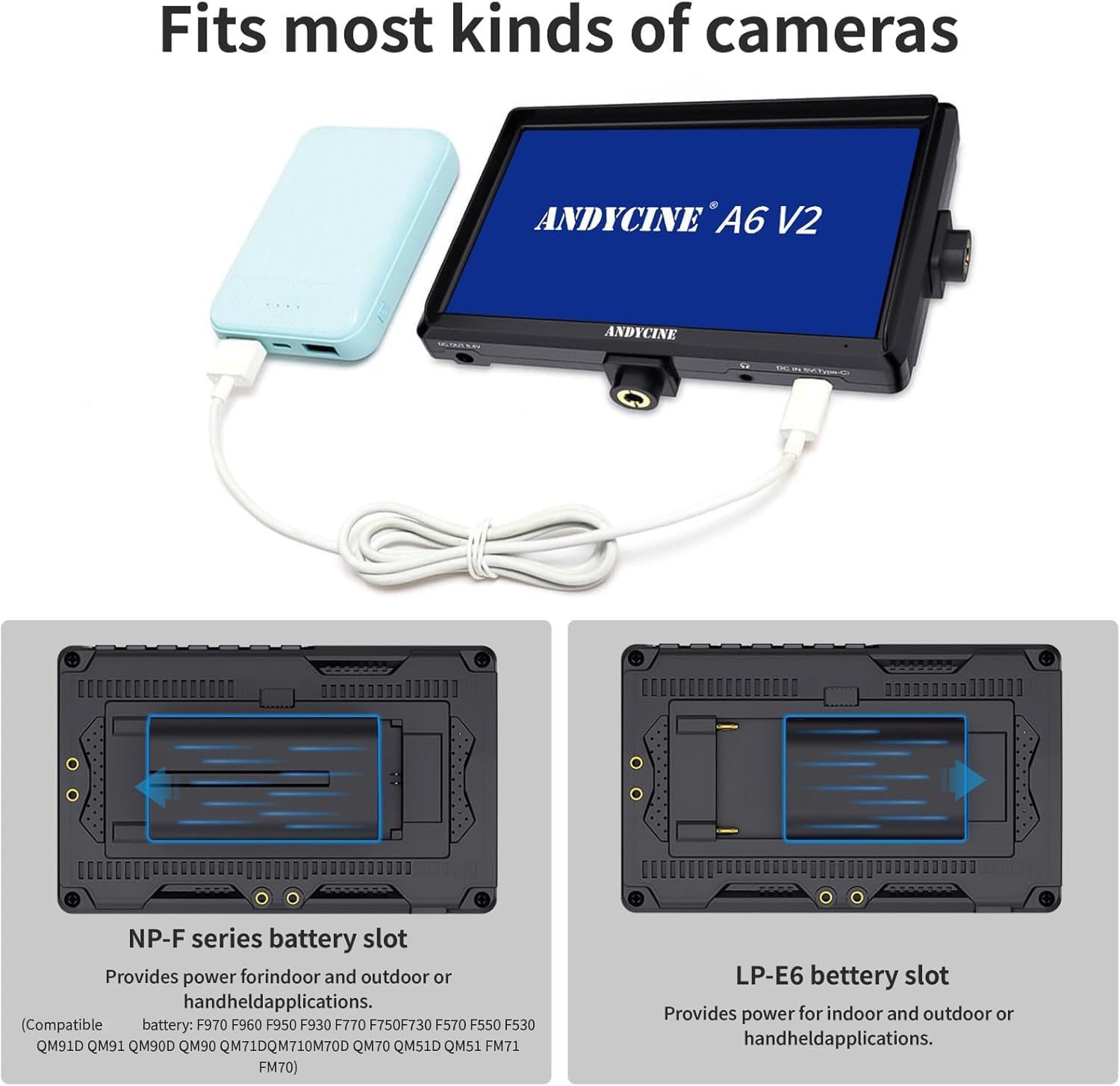 ANDYCINE A6 V2 6 Inch HDMI Field Monitor 1920x1080 Camera Fiedl Monitor Bundle with 4k HDMI in/Out Tilt Arm, Power Output, Battery & Carry Case Included
