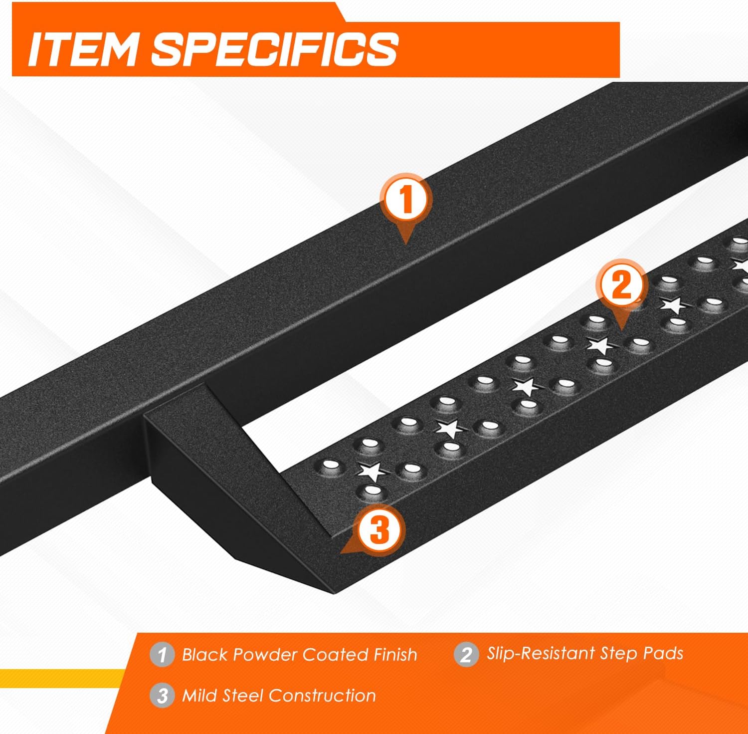 2.75' Black Drop Side Steps Nerf Bars Running Boards Compatible with 07-19 Chevy Silverado/GMC Sierra Crew Cab (Pair)