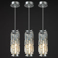LMQNINE Pendant Lights Modern Chrome Pendant Light Mini Crystal Chandelier Pendant Lighting for Kitchen Island Dinning Room Bedroom Kitchen Sink Lighting (Chrome 3-Pack)