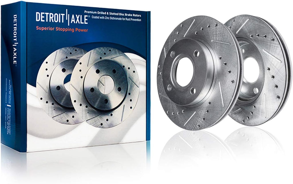 Detroit Axle - Brake Rotors for 2018-2022 Ford Ecosport, Drilled and Slotted Disc Brake Rotors 2019 2020 2021 Replacement: 11.81' inch Front and 10.67' inch Rear