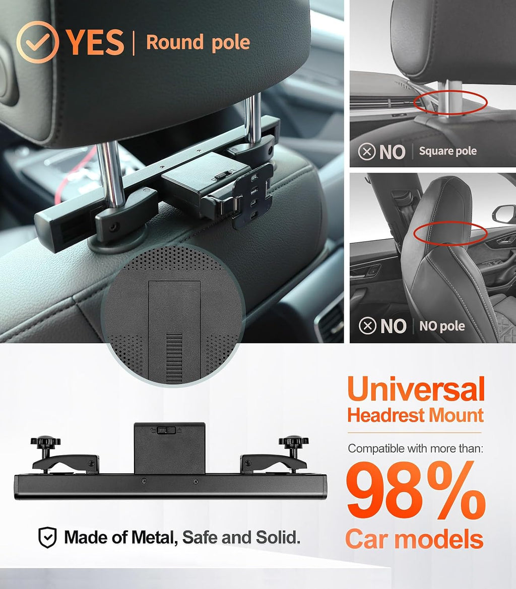 Seventour 15.6 inch 4K Android Portable Car TV Headrest Monitor Tablet for Cars Back seat, Support Phone Wireless mirroring Touch Screen,with WiFi/Bluetooth/HDMI/USB/FM/Multimedia Video Player
