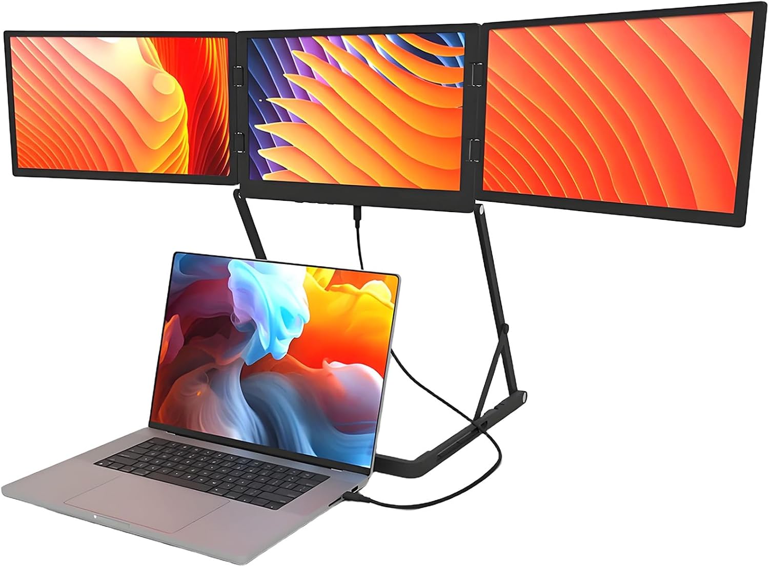 15.6' FHD 1080P Triple Lightweight Monitor,for 13.6' - 17.3' Laptops,Type-C/HDMI/USB-C Plug-Play,Compatible with Win Mac Chrome Android Switch