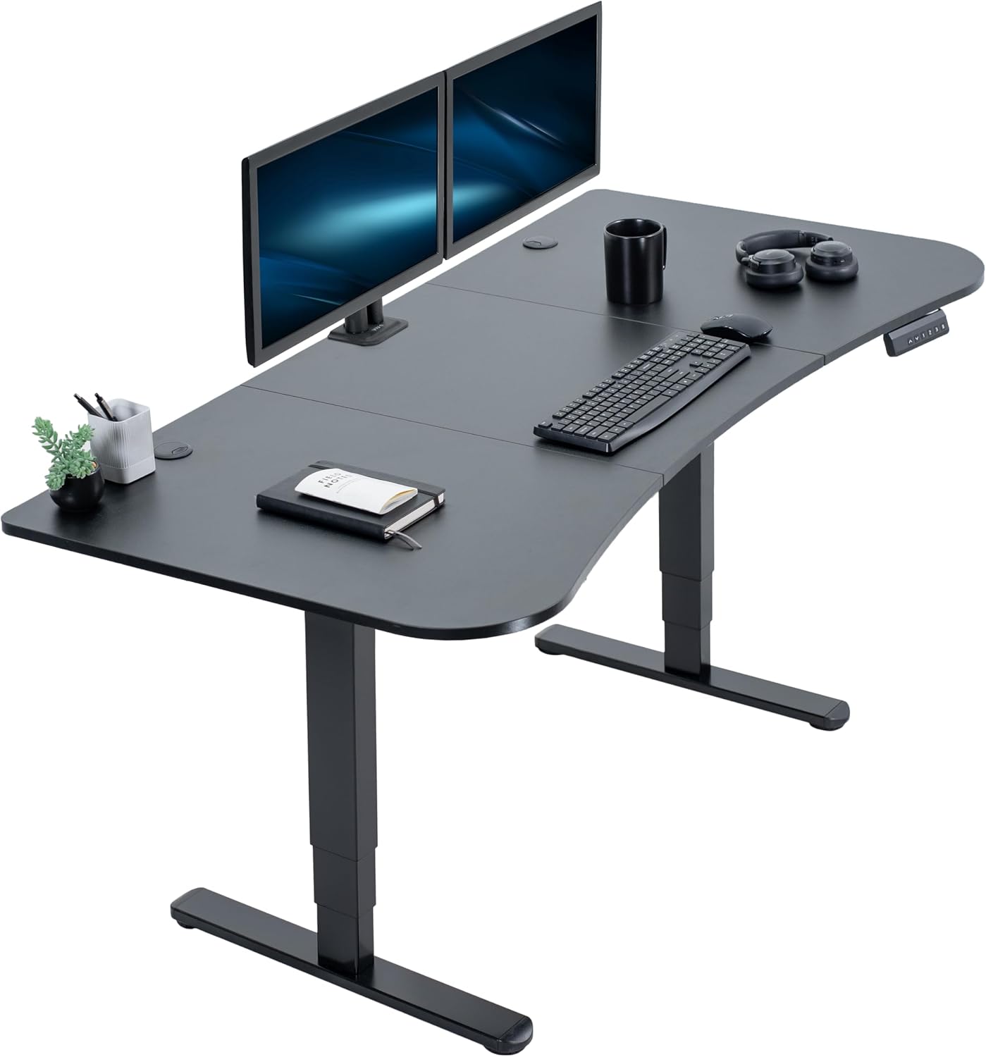 VIVO Electric 63 x 32 in Dual Motor Standing Desk, Memory Height Adjustment, 2B Series, Black Top Black Frame, DESK-KIT-2B1B