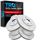 TRQ Performance Front and Rear Brake Rotor Set G Coated Drilled and Slotted Compatible with 1998-2002 Chevrolet Camaro 1998-2002 Pontiac Firebird