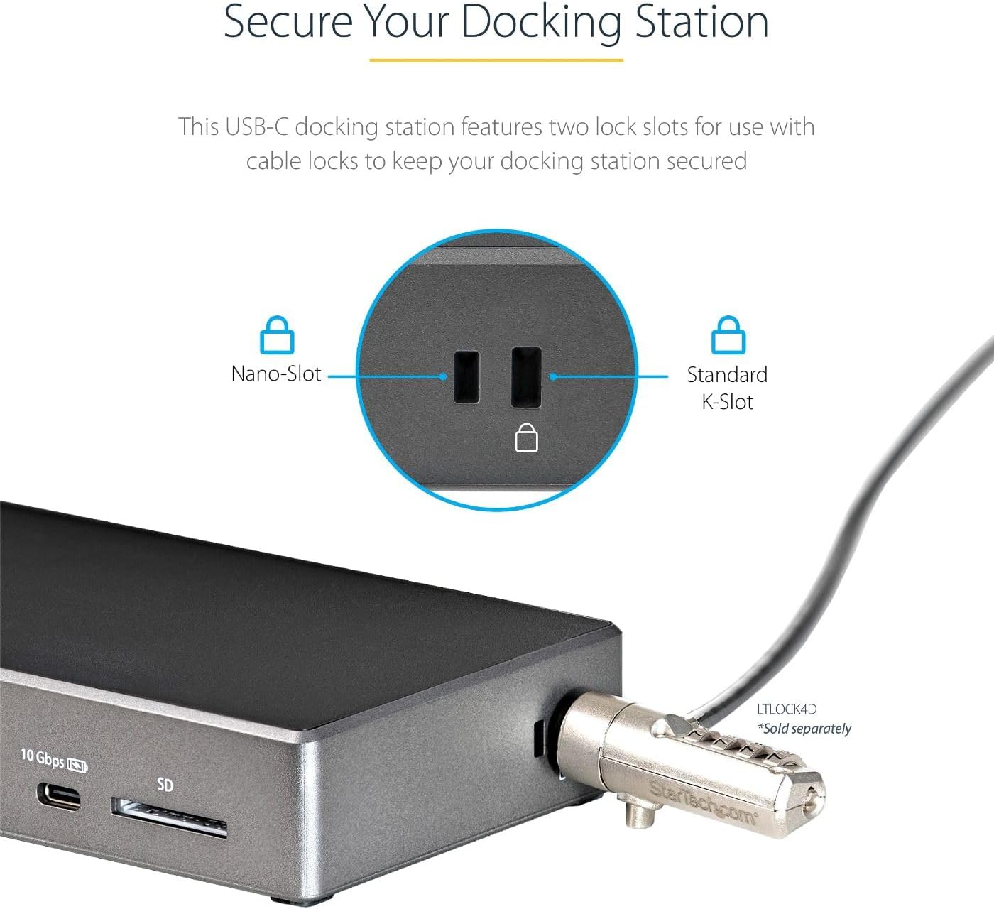 StarTech.com USB C Triple 4K Monitor Docking Station - 100W Power Delivery - DP 1.4 Alt Mode & DSC, 2 DisplayPort/HDMI 2.0-6 USB (2 at 10Gbps), SD - Windows/Chrome (DK31C2DHSPD) - Black & Space Gray