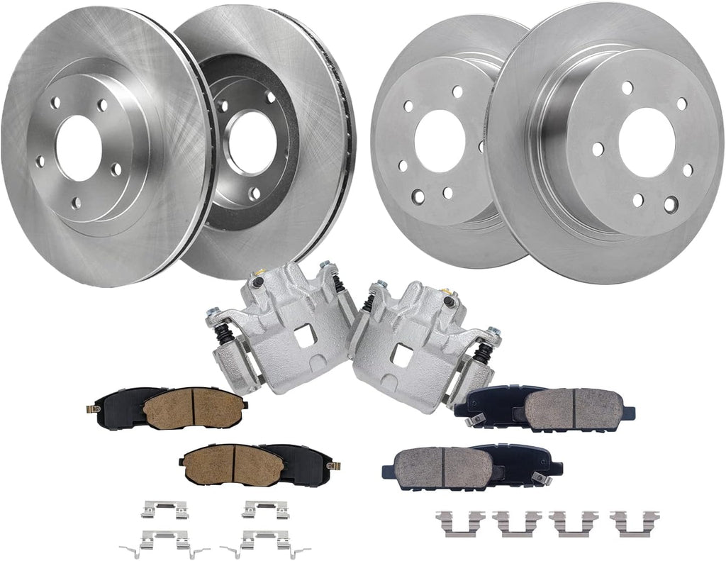 Detroit Axle - Front Brake Kit for 02-06 Nissan Altima, Brake Calipers 11.65'' inch Front and 11.46'' inch Rear Disc Brake Rotors Ceramic Brake Pads 2002 2003 2004 2005 2006 Replacement