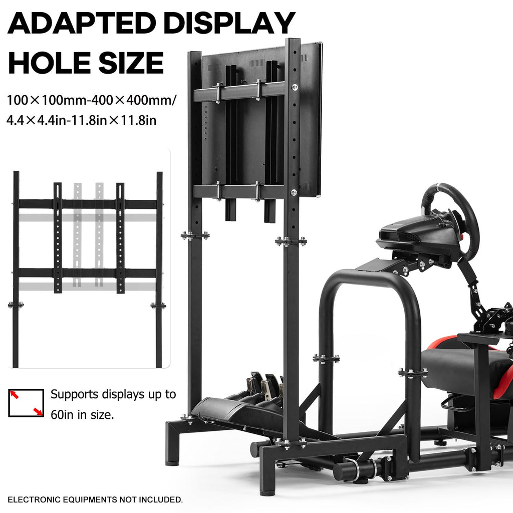 Anman Firm Racing Simulator Cockpit with Red Seat Fit for Logitech G27 G29 G920 G923, for Thrustmaster T300RS TX Motion Driving Wheel Stand Equipped with Display Stand,Shifter & Pedals Not Include
