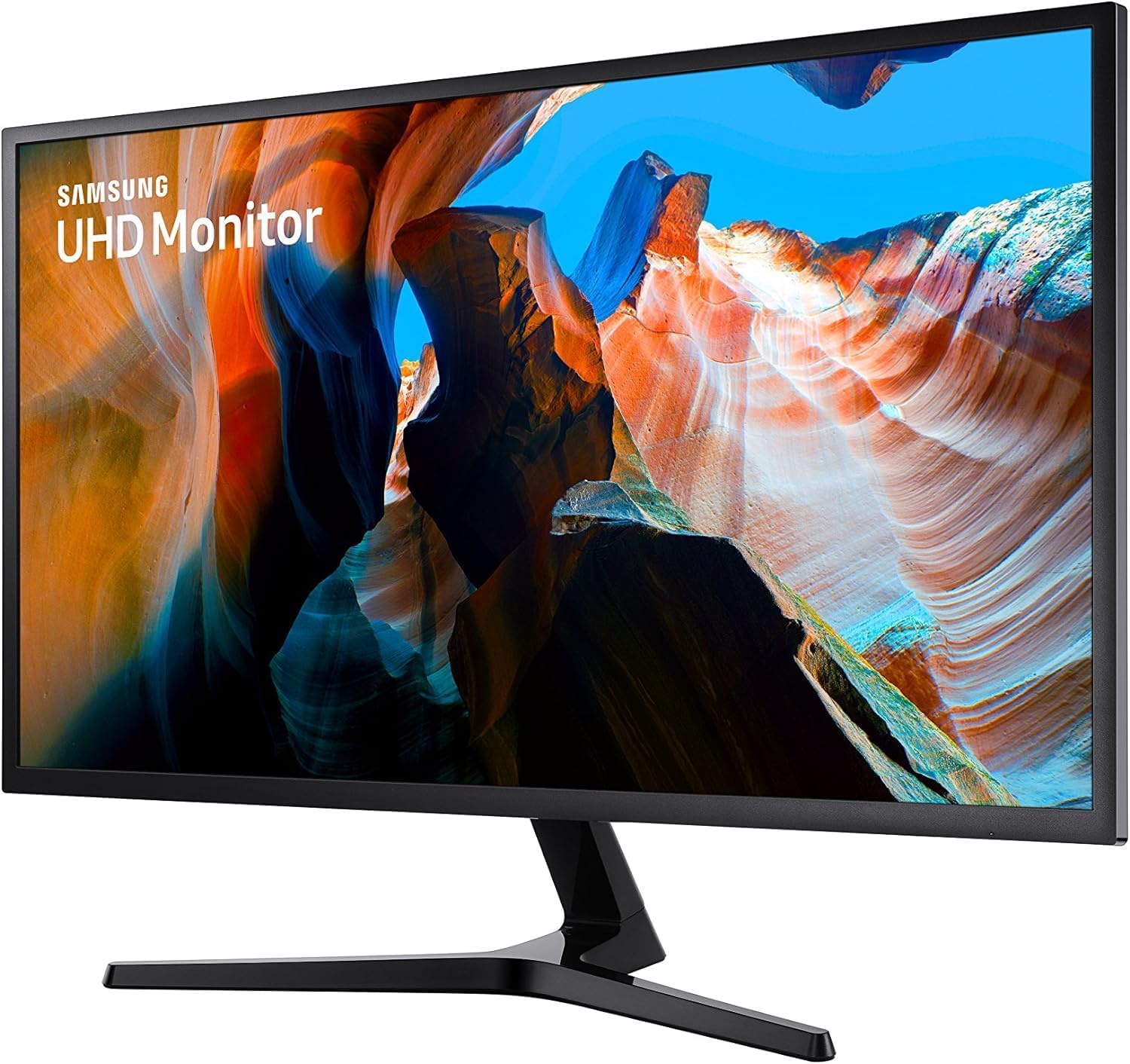 SAMSUNG 32' ViewFinity UJ59 Series Monitor, 4K UHD (3840x2160) Display, 60Hz, 4ms, AMD FreeSync, HDMI/Display Port, Eye Saver/Flicker Free Mode, Dark Gray/Blue, with MTC HDMI Cable
