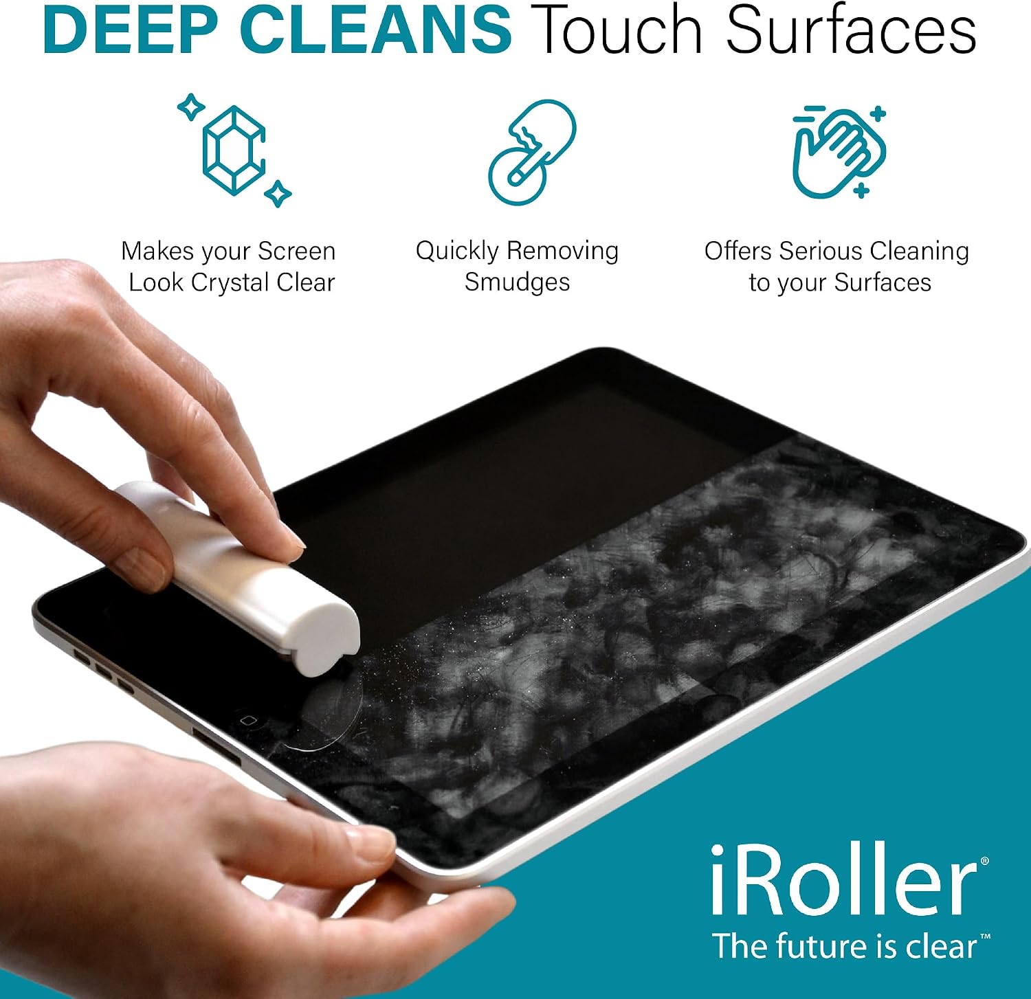 Screen Cleaner by iRoller - Pack of 24 - No Need for Spray or Wipes, Liquid Free - Reusable & Washable -Portable iPad Screen Cleaner for Touchscreen- Ideal for Phone, iPhone, MacBook, Monitor - 3.5'
