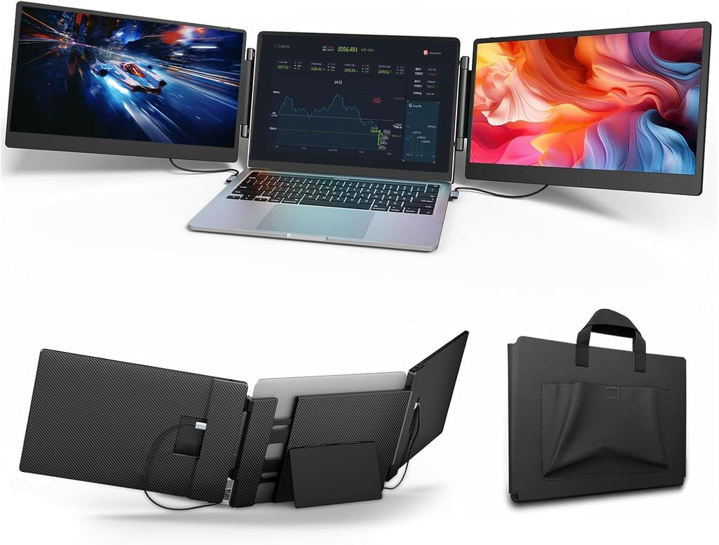 Upgraded 3rd Triple Aero Pro Max 3 Screen Monitor, 15.6' Fhd 3 Screen Display with USB-C & HDMI, 1080p Fhd Extended Laptop Screen Extender，Dual Monitor， Fit 12'-15' Laptops