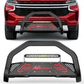 Nilight Bull Bar with Light fits 2021-2024 Chevy Tahoe/Suburban（Excl. High Country Trim Front Bumper Grille Brush Push Guard with Skid Plate Licence Plate Hole Black
