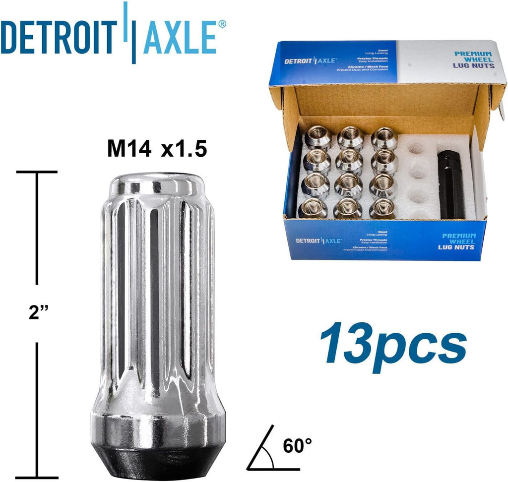 Detroit Axle - Rear Disc Rotors & Brake Pads + 24pc Wheel Lug Nuts w/keys Replacement for Chevy Traverse GMC Acadia Buick Enclave Outlook - 30pc Set