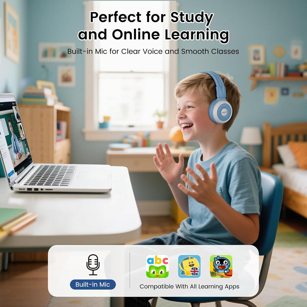 SIMOLIO 2 Pack IR Car Headphones and AuraCast Wireless Headphones for Kids with Mic, Share Port, Bluetooth Foldable Headset & Comfy Travel Set, 2 Channel IR Wireless Headset for Car DVD & Road Trips