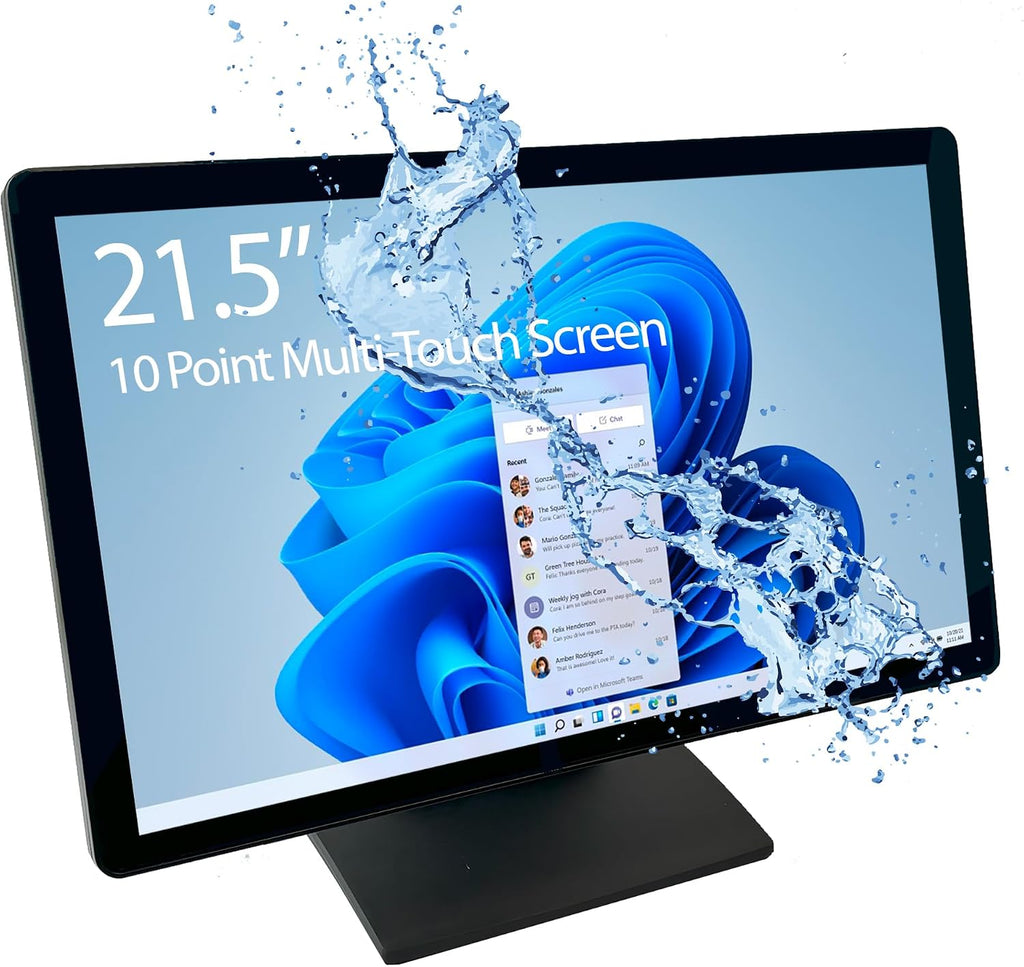 22-inch (21.5' Viewable) Capacitive LED 10 Point Multi-Touch HDMI VGA Monitor with 16:9 Display 1080p, True Flat Seamless Design Touchscreen, Great for Office, POS, Retail, Restaurant