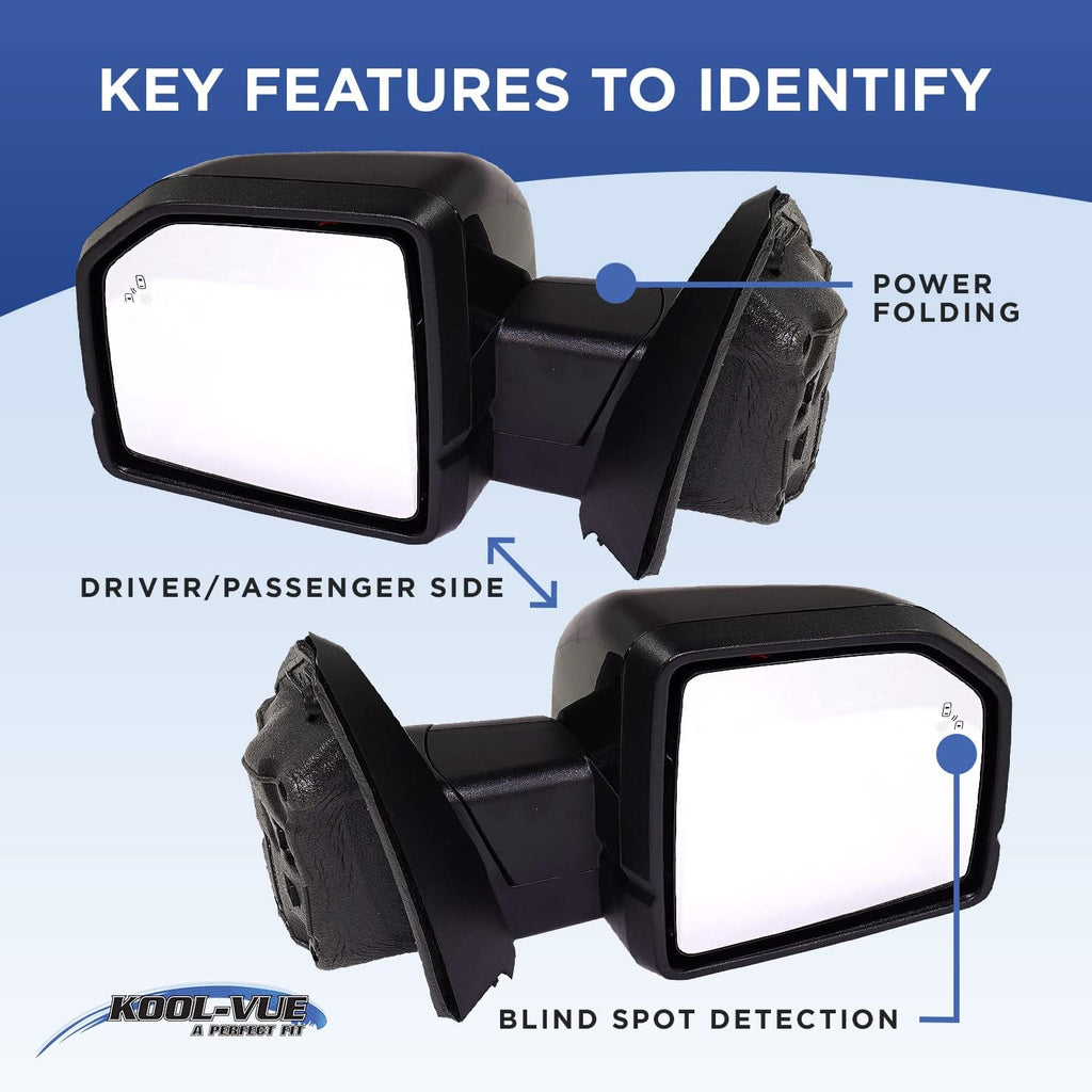Kool Vue Mirror Compatible With Acura RDX 2007-2012, Paintable, Power, Heated, Manual Folding, Passenger Side