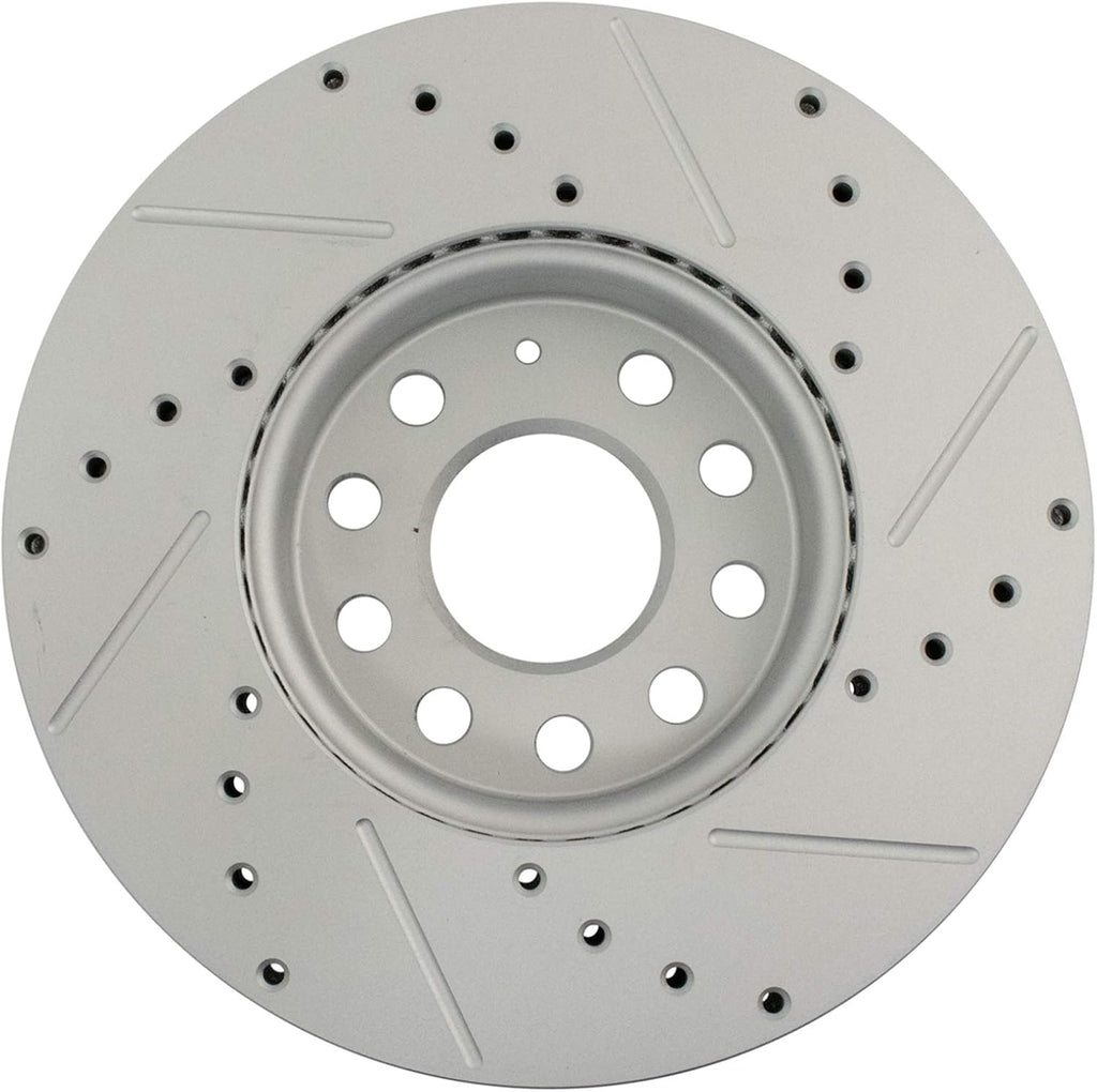TRQ Performance Drilled Brake Rotor Set Compatible with Audi A3 Beetle e-Golf Golf Jetta Rabbit