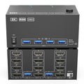 Switch 4 Monitors 2 Computers,USB 3.0 HDMI+DisplayPort Four Monitor KVM for 2 PC Share 4 Display 4USB(204 2H2D)