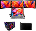 15.6' FHD 1080P Laptop Screen Extender - Ultra-Slim Triple Portable Monitor with IPS Display, Built-in Speakers, Foldable Design for Mac & Windows Users