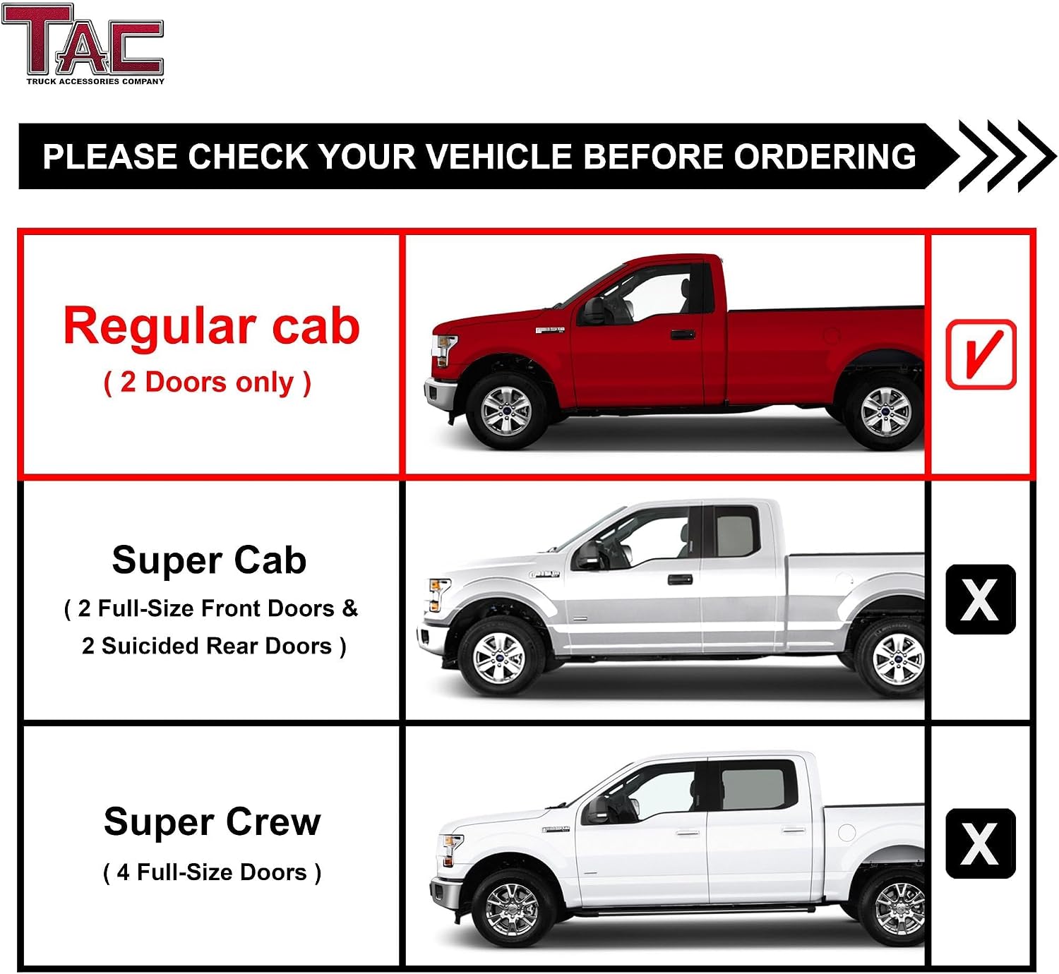TAC Side Steps Fit 2009-2014 Ford F150 Regular Cab 3 inches Black Side Bars Nerf Bars Step Rails Running Boards Off Road Automotive Exterior Accessories (2 Pieces Running Boards)