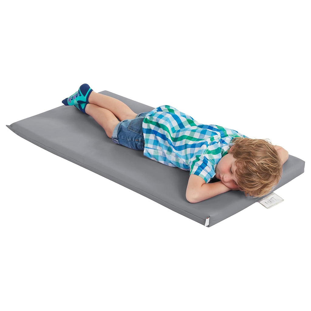 ECR4Kids SoftZone Rainbow Rest Time Mat with Name Tag, Sleeping Pad, Grey, 5-Piece