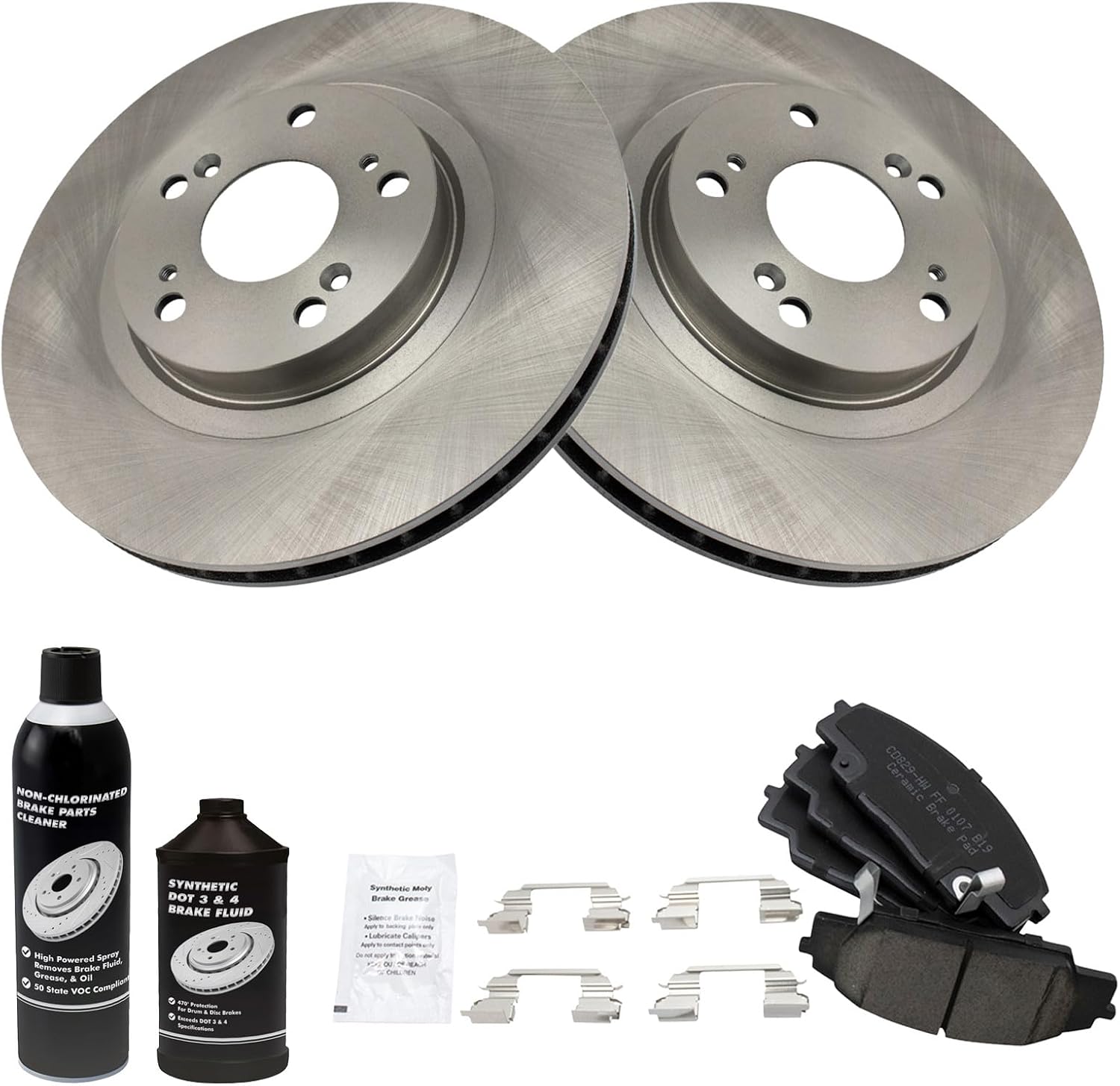 Front Brake Pad & Rotor Kit, with Chemical Kit Ceramic Compatible with 2002-2006 Acura RSX 2006-2011 Honda Civic