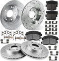 Front 10.3 inch and Rear 10.24 inch for 2006-2011 Honda Civic Brake Kit, 06 07 08 09 10 11 Vented Brakes Rotors and Ceramic Pads Drilled Slotted Replacement, 31311 465A 31420 537