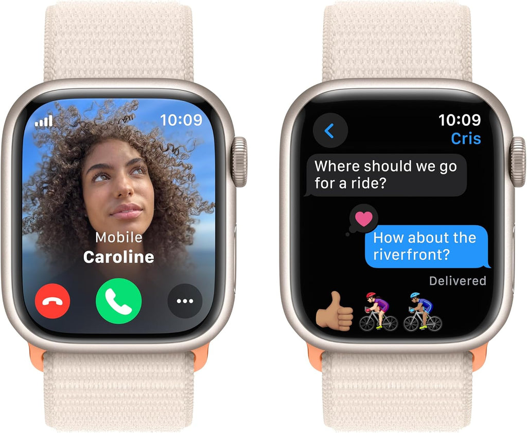 Apple Watch Series 9 [GPS + Cellular, 41mm] - Starlight Aluminum Case with Starlight Sport Loop, One Size (Renewed)