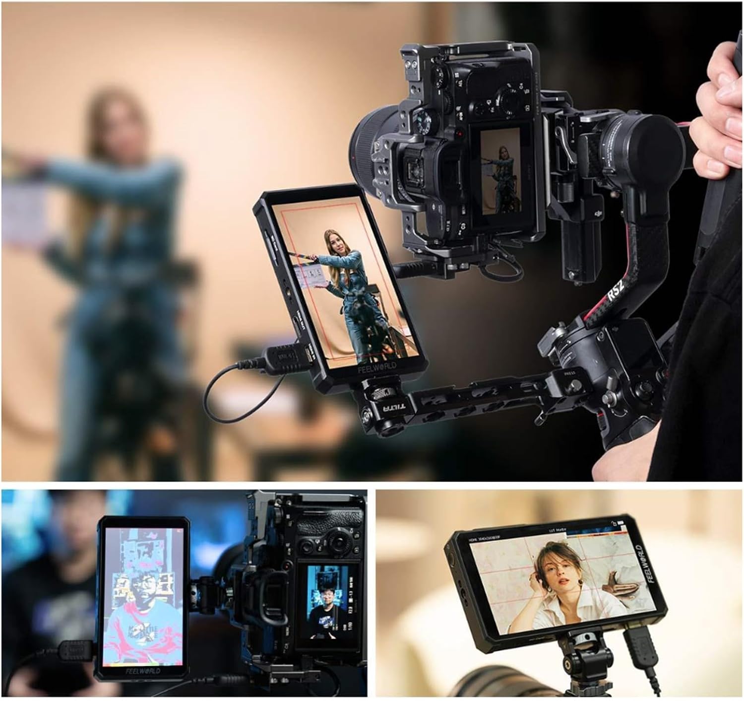 FEELWORLD PS6 5.5' OLED Touch Screen Camera Monitor, 4K HDMI Auto Vertical/Horizontal Perfect for TikTok Instagram Vertical Shoots
