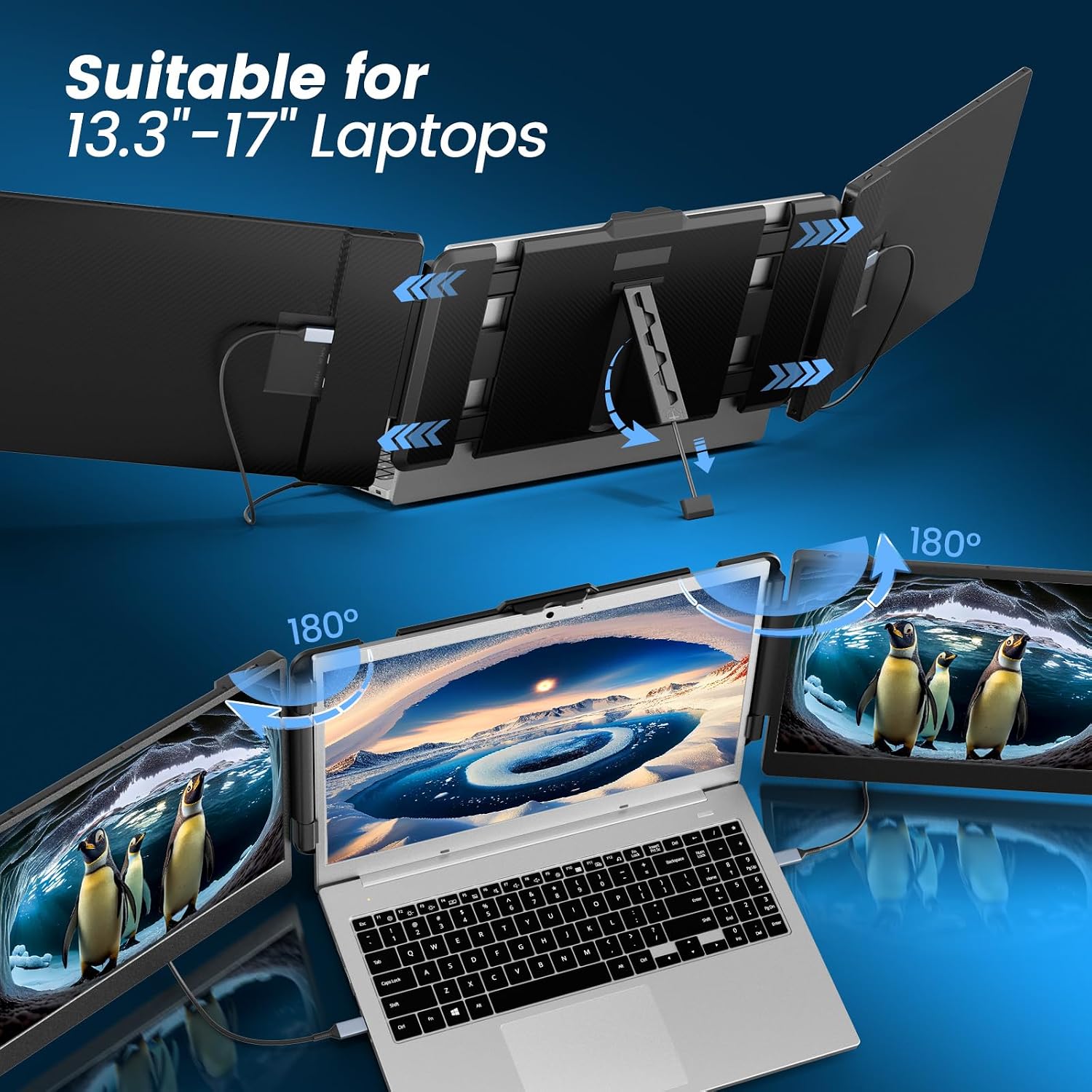 domyfan 14' Laptop Screen Extender with HUB/USB/HDMI Plug and Play for Windows, MacOS M1 M2 M3