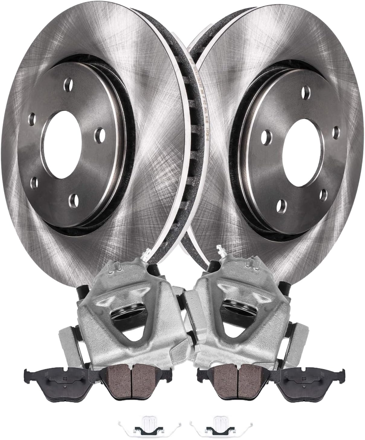 Detroit Axle - Front Disc Brake Rotors Ceramic Pads Calipers w/Bracket Replacement for BMW 323i 328i xDrive X1 328xi - 6pc Set