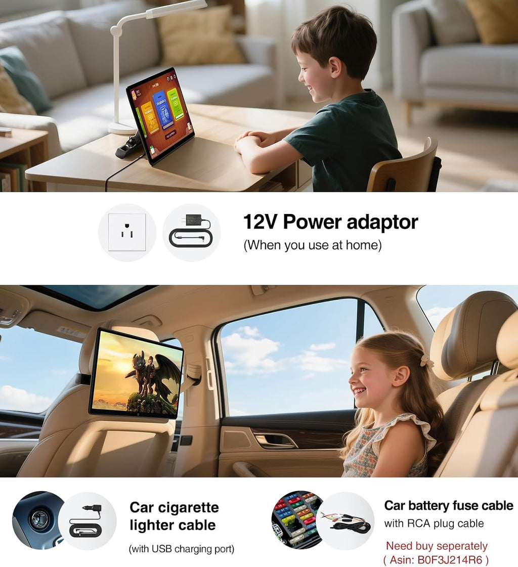 15.6inch Android 13 Headrest Monitor Car TV Touchscreen Entertainment System for Backseat,Support Phone Wireless Mirroring Sync Screen HDMI Bluetooth USB SD 4K Video Playback (2G+32G(2PCS))