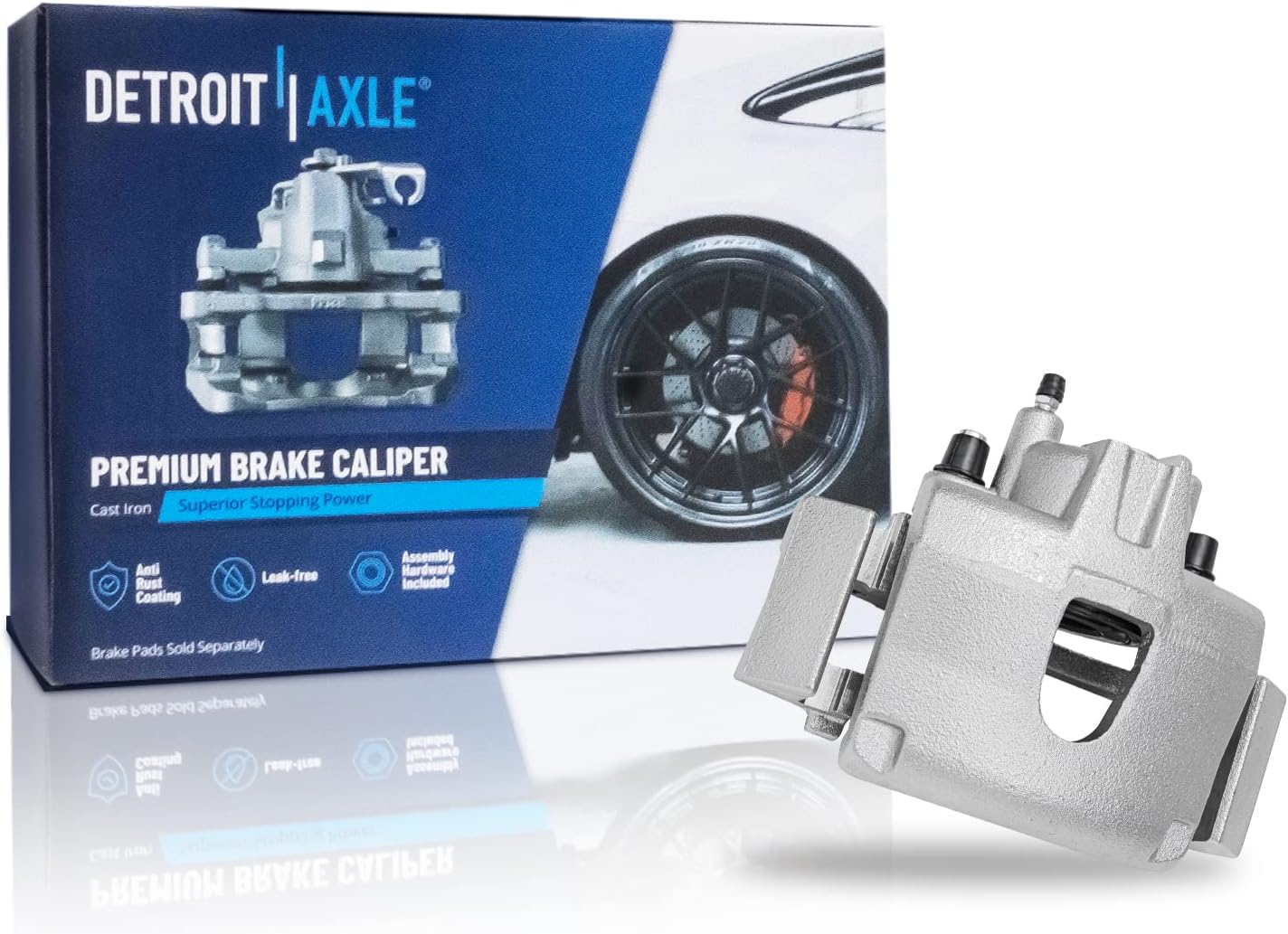 Detroit Axle - Front Disc Rotors Passenger Side Brake Caliper Replacement for 2001-2007 Dodge Grand Caravan Chrysler Town & Country - 3pc Set