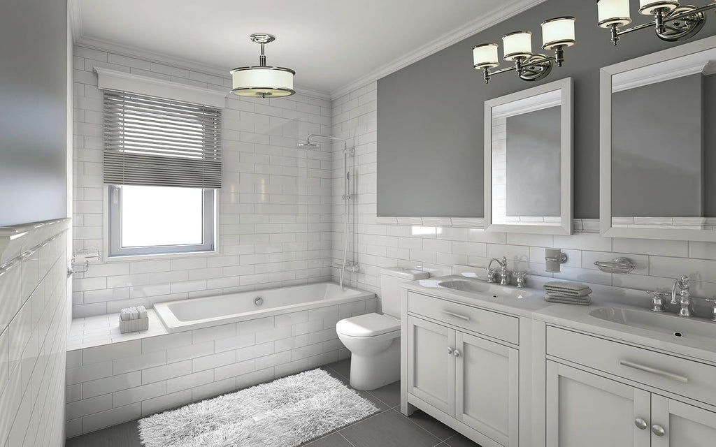 VAXCEL Carlisle 3-Light 22.25 inch Wide Chrome Transitional Bathroom Vanity Lighting Fixture, White Frosted Opal Glass Shade, Dimmable, LED Compatible, Reversible Over The Mirror Mounted Wall Sconce