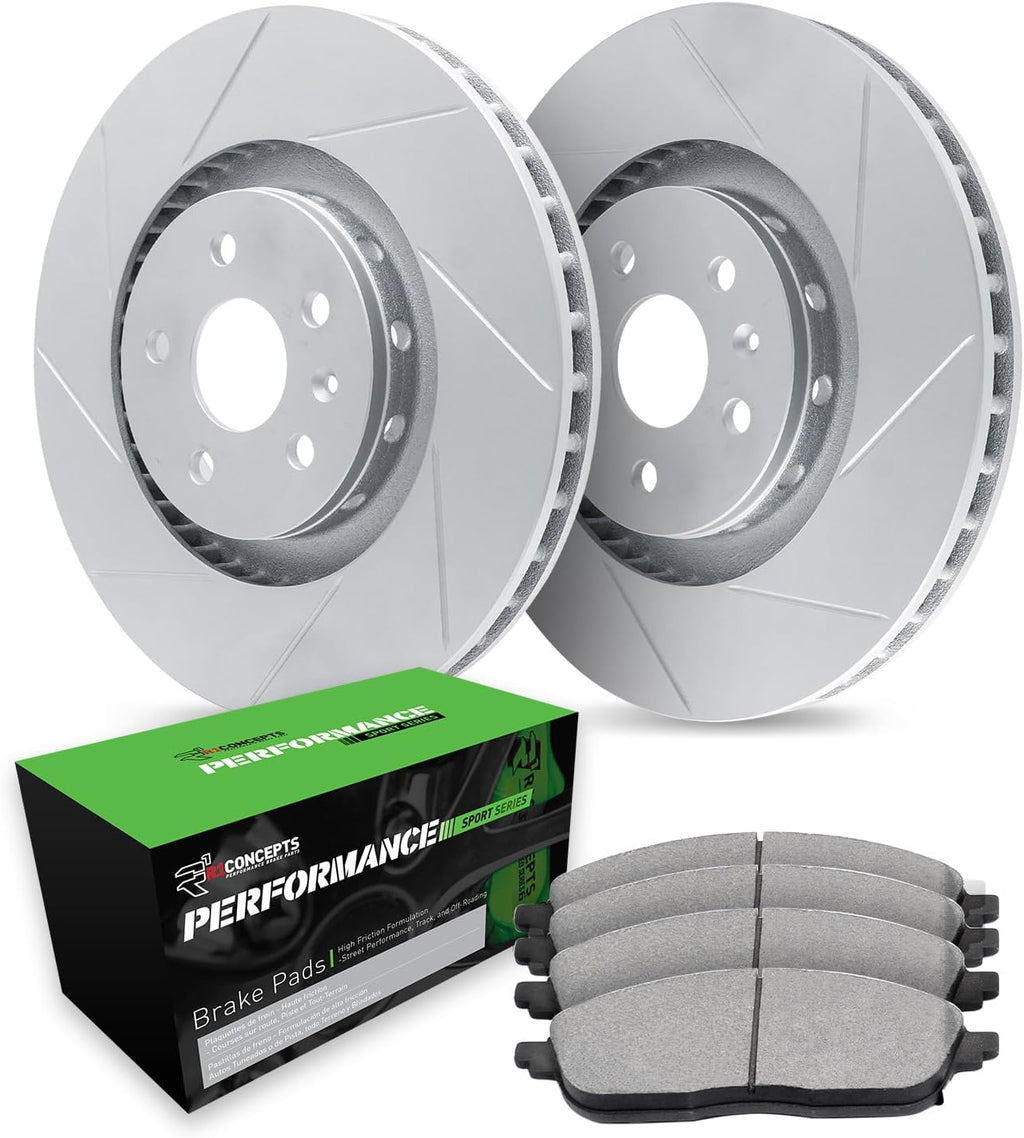 R1 Concepts Front Brake Kit Fits 2006-2011 Honda Civic| Performance Sport Brake Pads and Slotted Brake Rotors| 10.3' Front