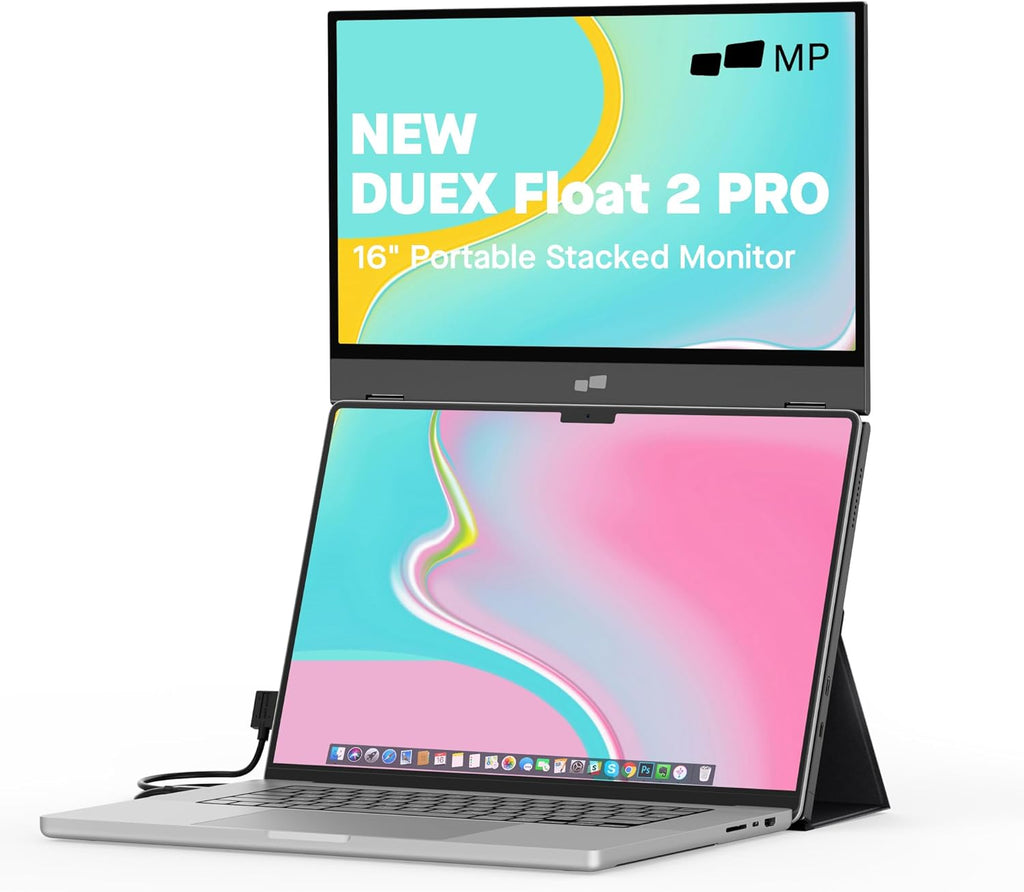 Mobile Pixels Duex Float 2 Pro 16' 2.5K Portable Laptop Monitor, Ultra-Thin Dual Laptop Screen Extender with Built-in Kickstand, USB-C/HDMI Plug and Play, Built-in Speakers, for Mac, Windows, Phone
