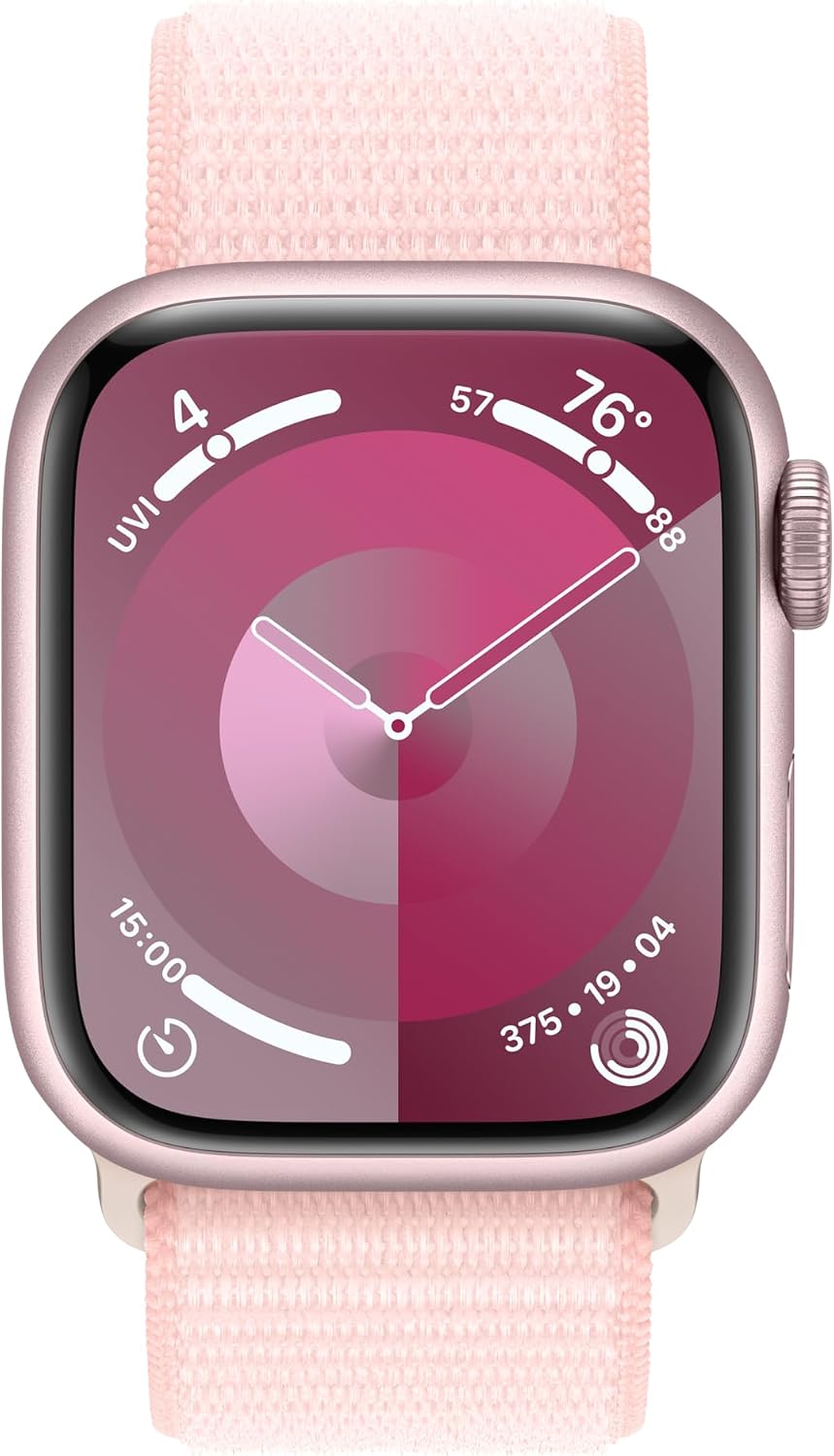 Apple Watch Series 9 [GPS + Cellular, 41mm] - Aluminum Case with Pink Sport Loop, One Size (Renewed)