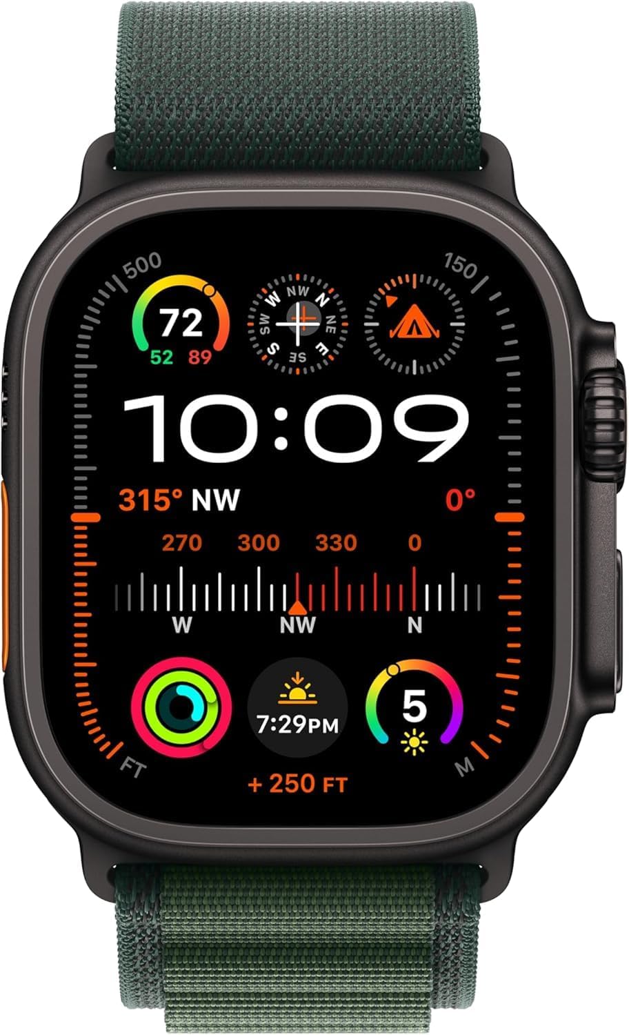 Apple Watch Ultra 2 [GPS + Cellular 49mm] - Black Titanium Case with Dark Green Alpine Loop, Large (Renewed Premium)