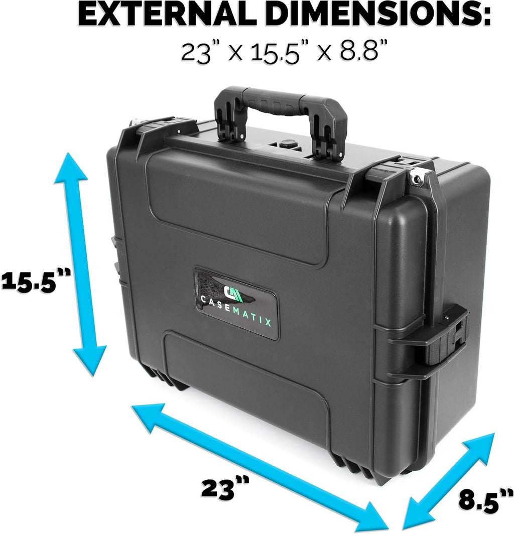 CASEMATIX 23' Waterproof Hard Case with Customizable Foam for Electronics, Tools and Accessories - Hard Shell Plastic Case with Pre-Diced Travel Case Foam Interior