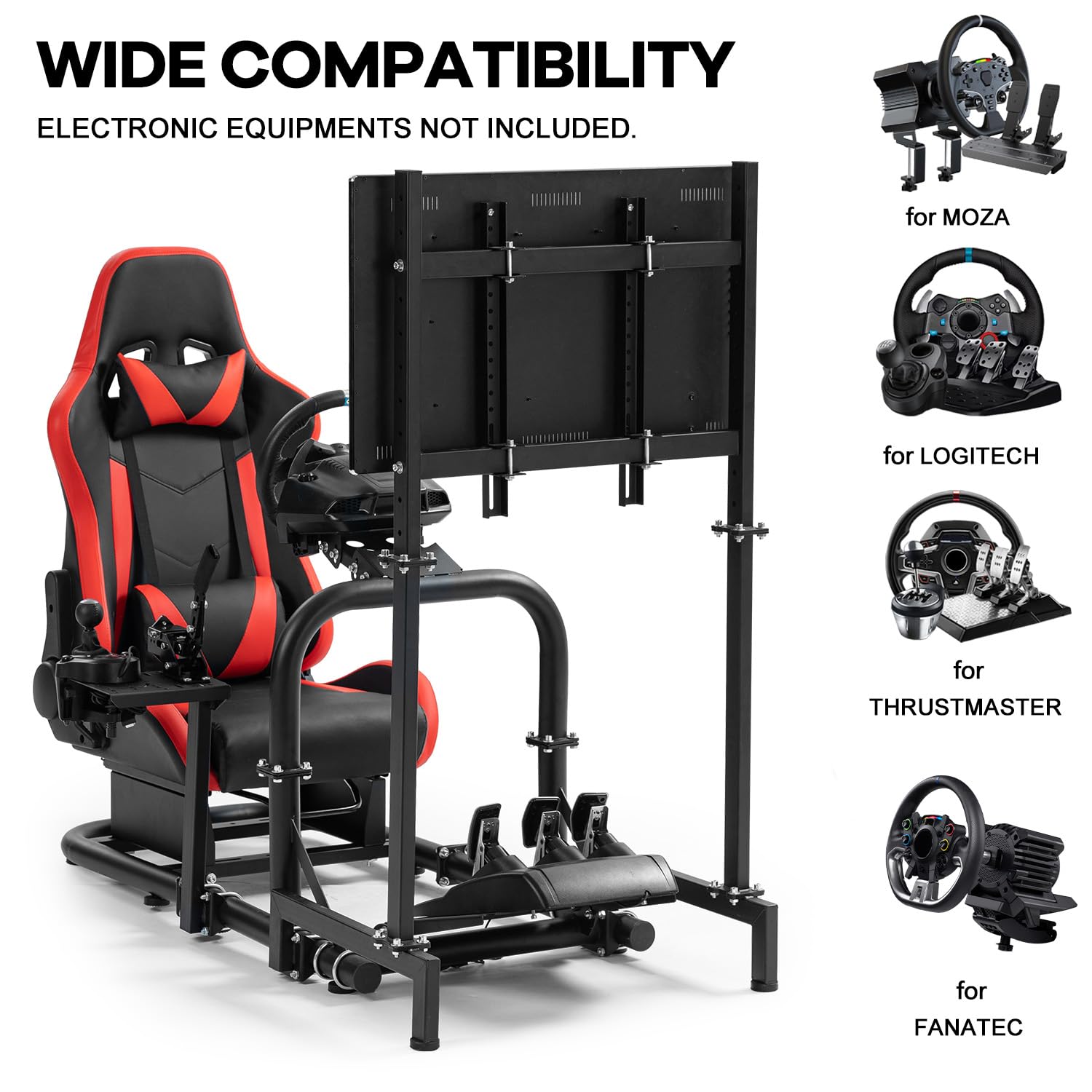 Anman Firm Racing Simulator Cockpit with Red Seat Fit for Logitech G27 G29 G920 G923, for Thrustmaster T300RS TX Motion Driving Wheel Stand Equipped with Display Stand,Shifter & Pedals Not Include