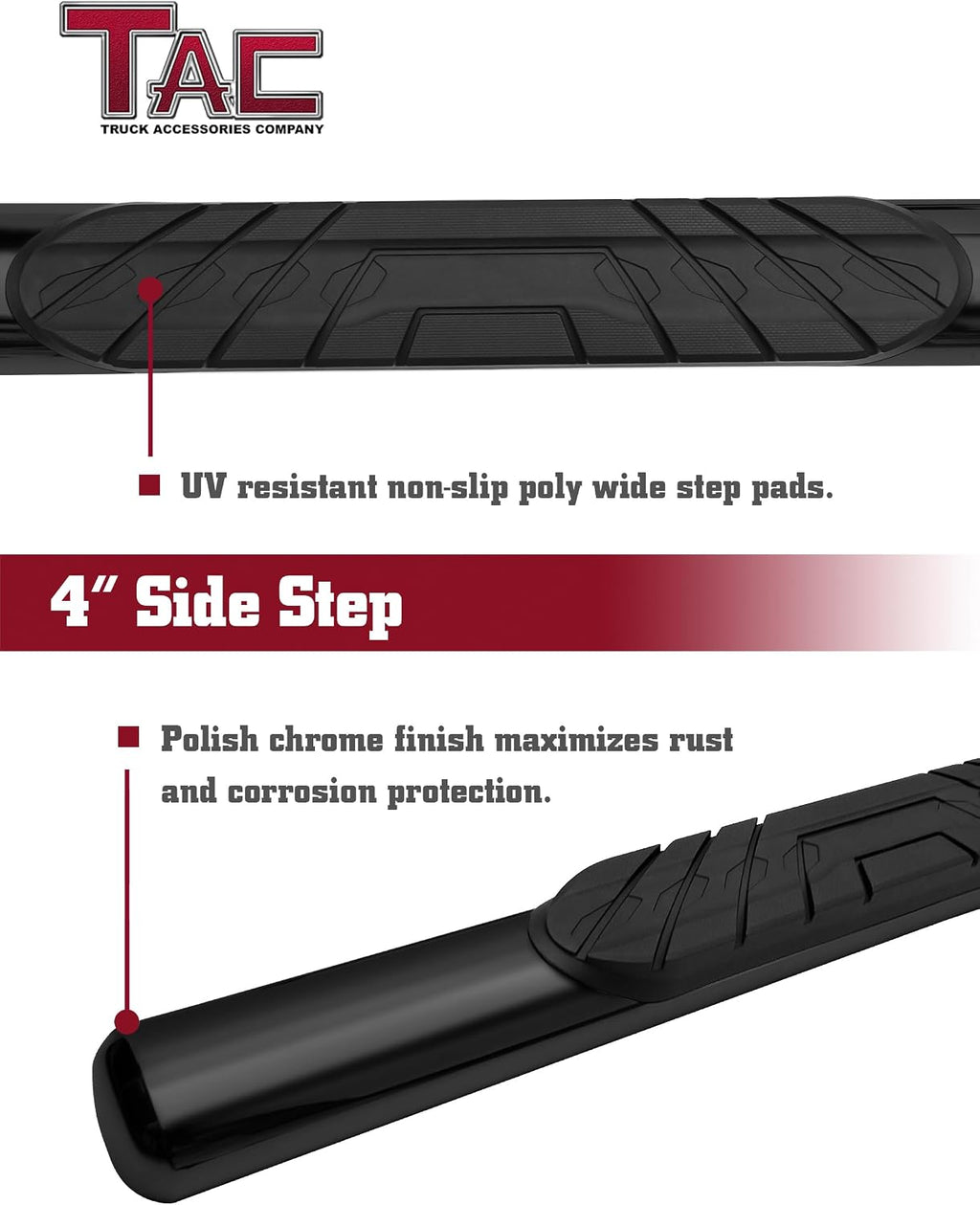 TAC Side Steps Running Boards Fit 2005-2023 Toyota Tacoma Access Cab Truck Pickup 4' Oval Black Side Bars Nerf Bars Step Rails Running Boards Off Road Exterior Accessories (2 pcs)
