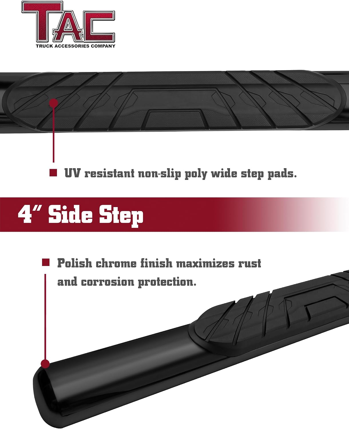 TAC Side Steps Running Boards Fit 2005-2023 Toyota Tacoma Access Cab Truck Pickup 4' Oval Black Side Bars Nerf Bars Step Rails Running Boards Off Road Exterior Accessories (2 pcs)