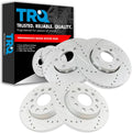 TRQ Performance Front and Rear Brake Rotor Set G Coated Drilled Slotted Compatible with 2005-2006 Audi A4 A4 Quattro