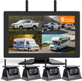 4 Magnetic Solar Wireless Backup Camera System, 9' IPS Touchscreen HD 1080P DVR Monitor Wireless Rearview Camera for Hitch Towing RV Camper Trailer 15000mAh Rechargeable Battery