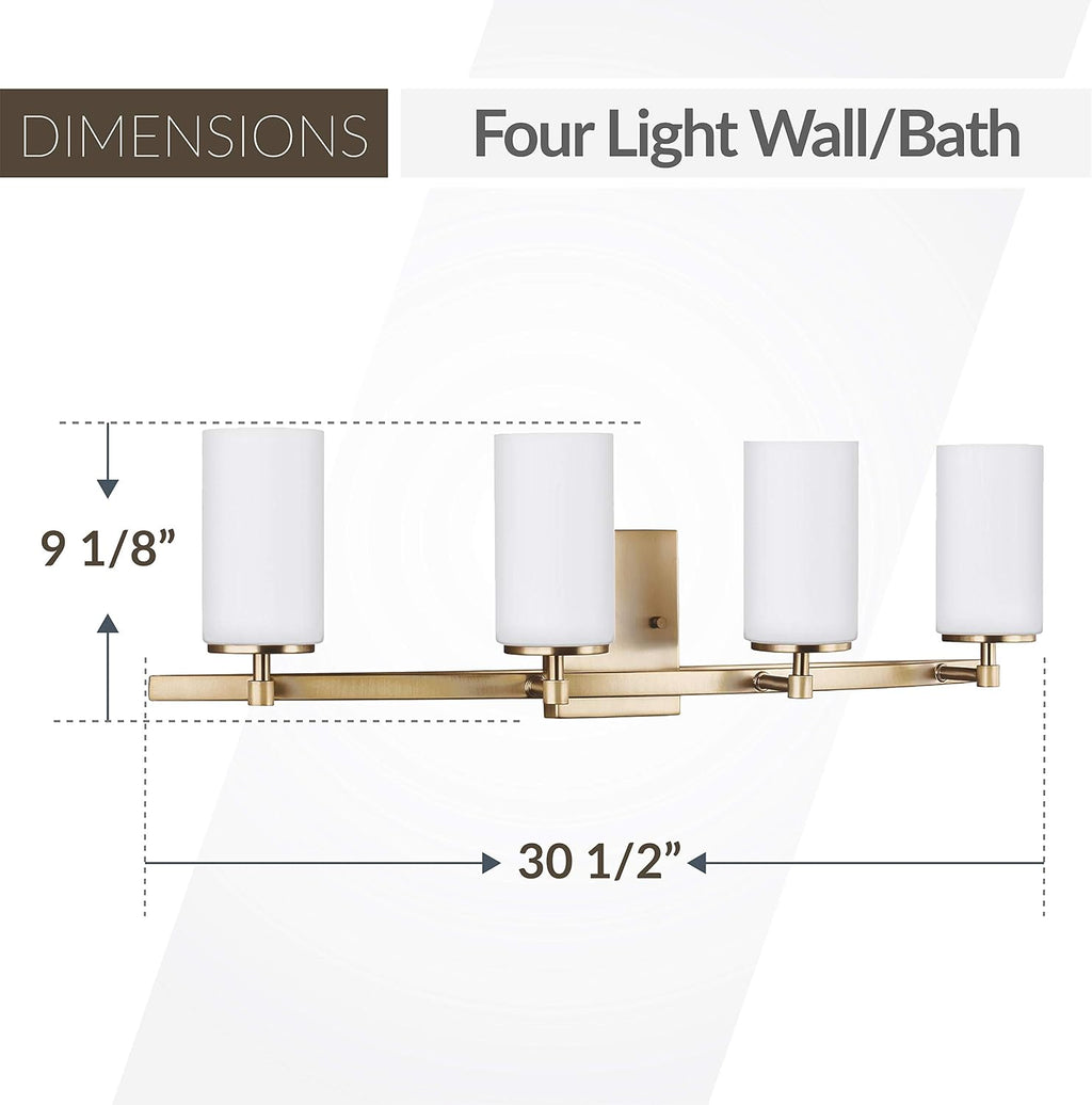 Generation Lighting 4424604EN3-848 Alturas Four - Light Wall/Bath Vanity Style Fixture, Satin Brass