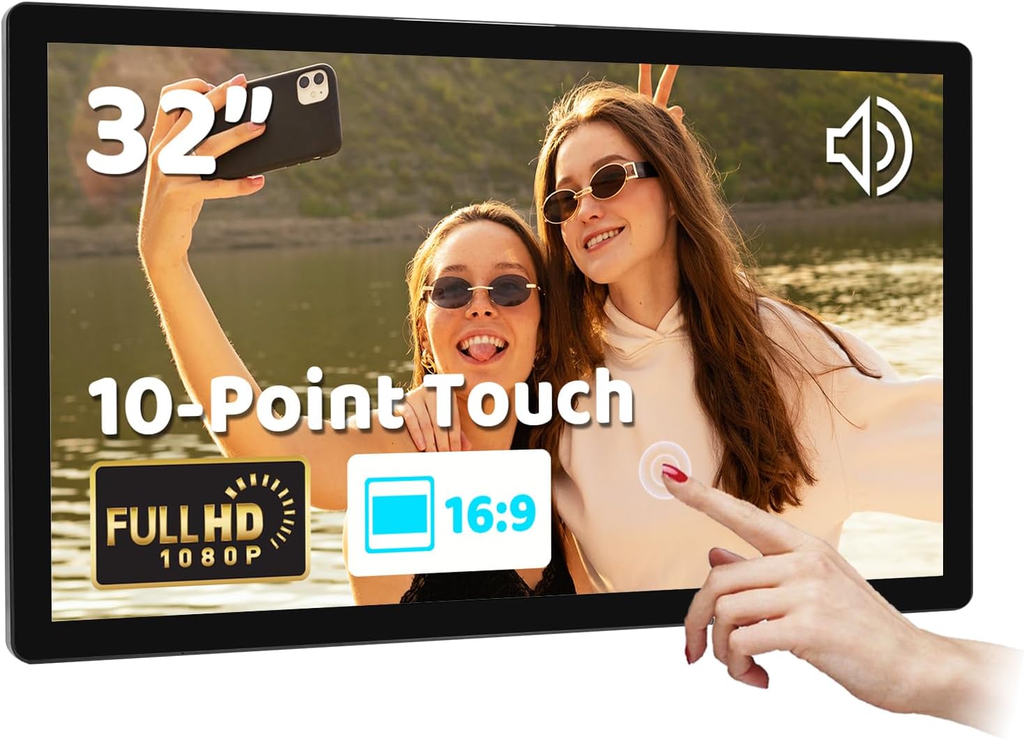 32 inch Smart Screen - Android 11 Touchscreen Monitor with Built-in Speakers, 2.0 MP Camera, 4G & 32G, HDMI Out, Digital Signage for Commercial Display, Wall-Mountable or Desktop