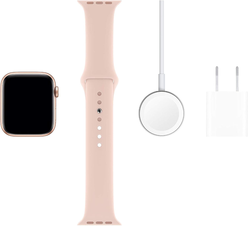 Apple Watch Series 5 (GPS, 44MM) - Gold Aluminum Case with Pink Sand Sport Band (Renewed)