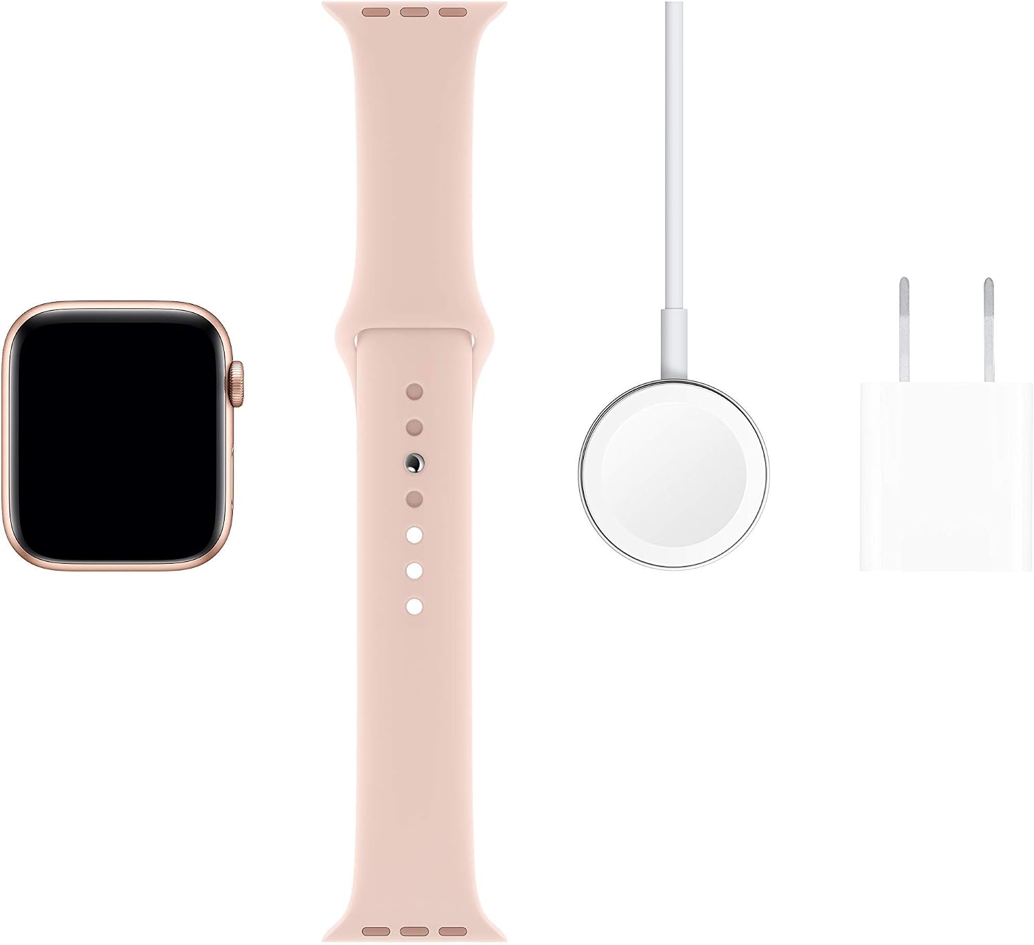 Apple Watch Series 5 (GPS, 44MM) - Gold Aluminum Case with Pink Sand Sport Band (Renewed)