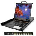 1U Rack Mount KVM Console Built-in 16 Port VGA KVM Switch, 19' Rackmount Monitor, Keyboard and Touchpad,OSD/Hotkey/Button Switching,1280X1024@60Hz, 5:4 Aspect Ratio,Incl. VGA KVM Cables, Fits 19' Rack